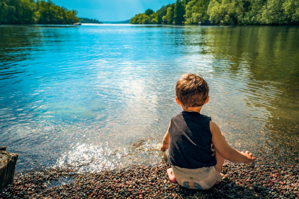 Child at lake